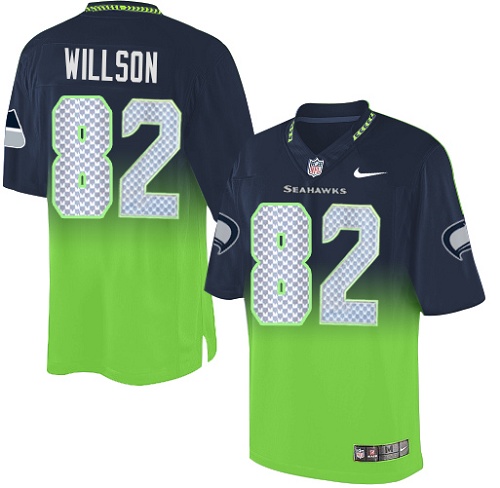 Men's Limited Luke Willson Nike Jersey Navy/Green - #82 Fadeaway NFL Seattle Seahawks